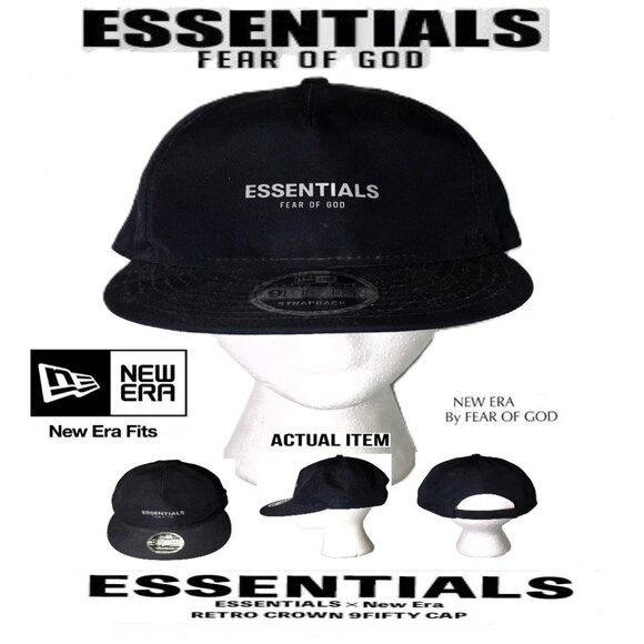 🛑ESSENTIALS New Era ➕ FEAR 🆒 CAP Retro Crown 9Fifty Strapback HAT💸BUY NOW‼️🟢 - Picture 1 of 16